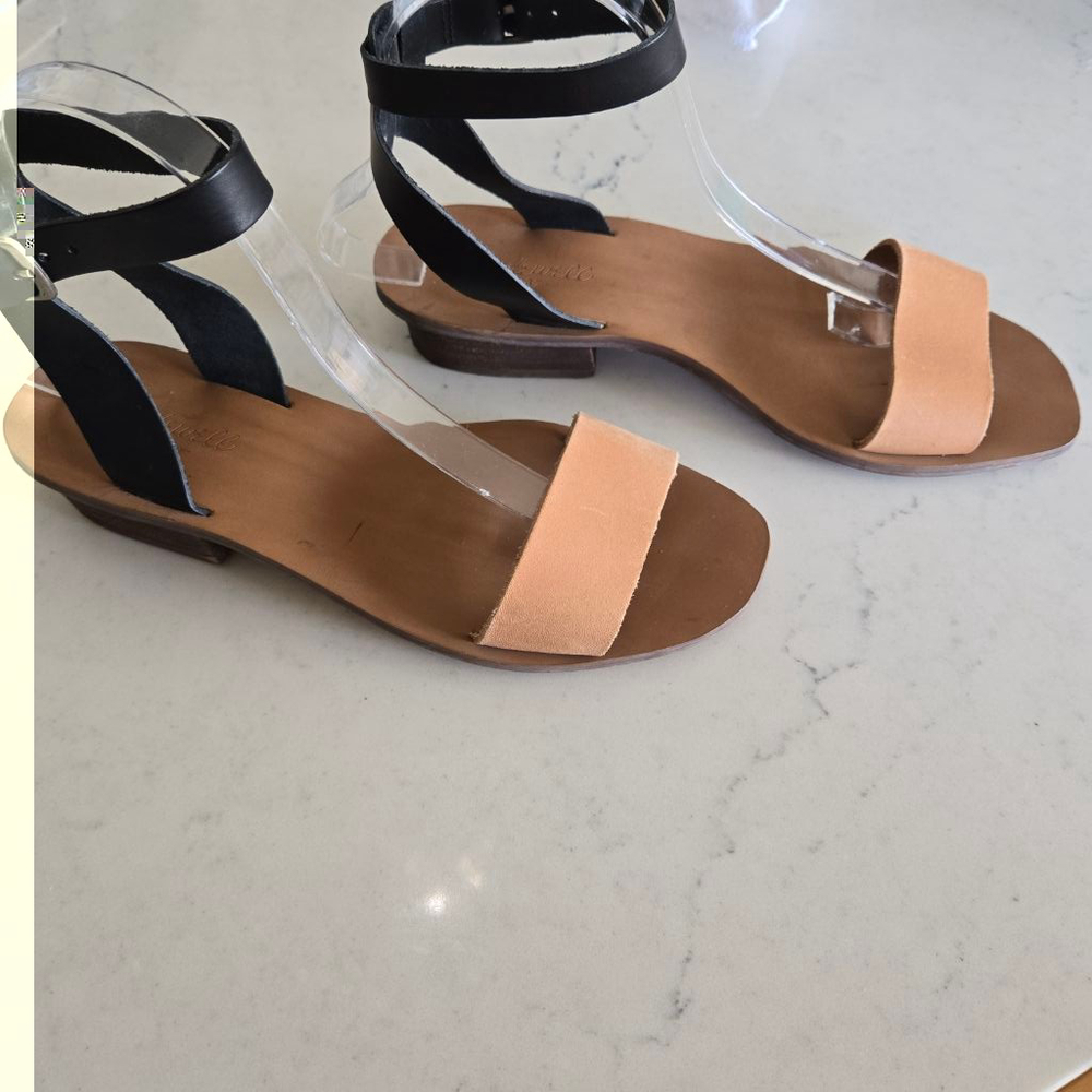 Women's Madewell Sandals Size 8.5 Tan and Black Stacked Color - Picture 4 of 14